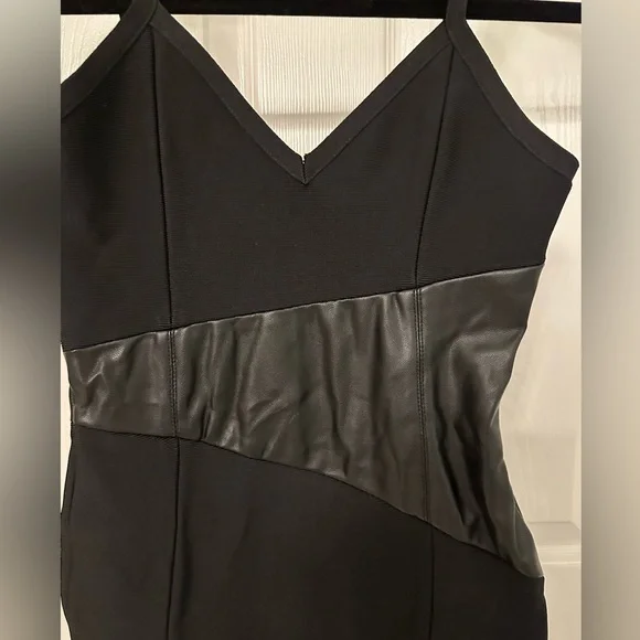 Hot Miami Styles | Dresses | Black Bandage Dress With Faux Leather Size  Small | Poshmark
